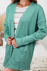 Canton - Cardigan texturé uni ouvert sur le devant avec poche-A WOMAN WE LOVE
