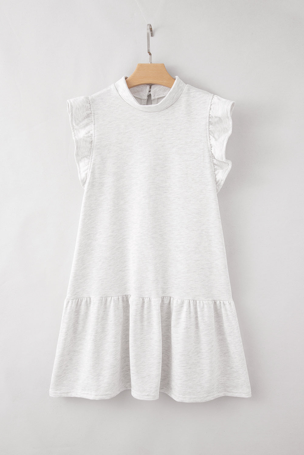 White straight dress with flowing sleeves and round neck