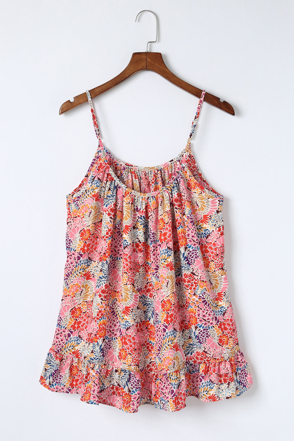 Multicolor Spaghetti Straps Floral Print Sleeveless Top