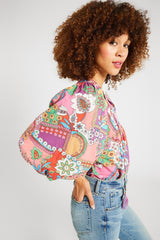 Chemisier plissé multicolore à manches bouffantes *-A WOMAN WE LOVE