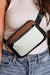 Small white leather strap bag with removable clip