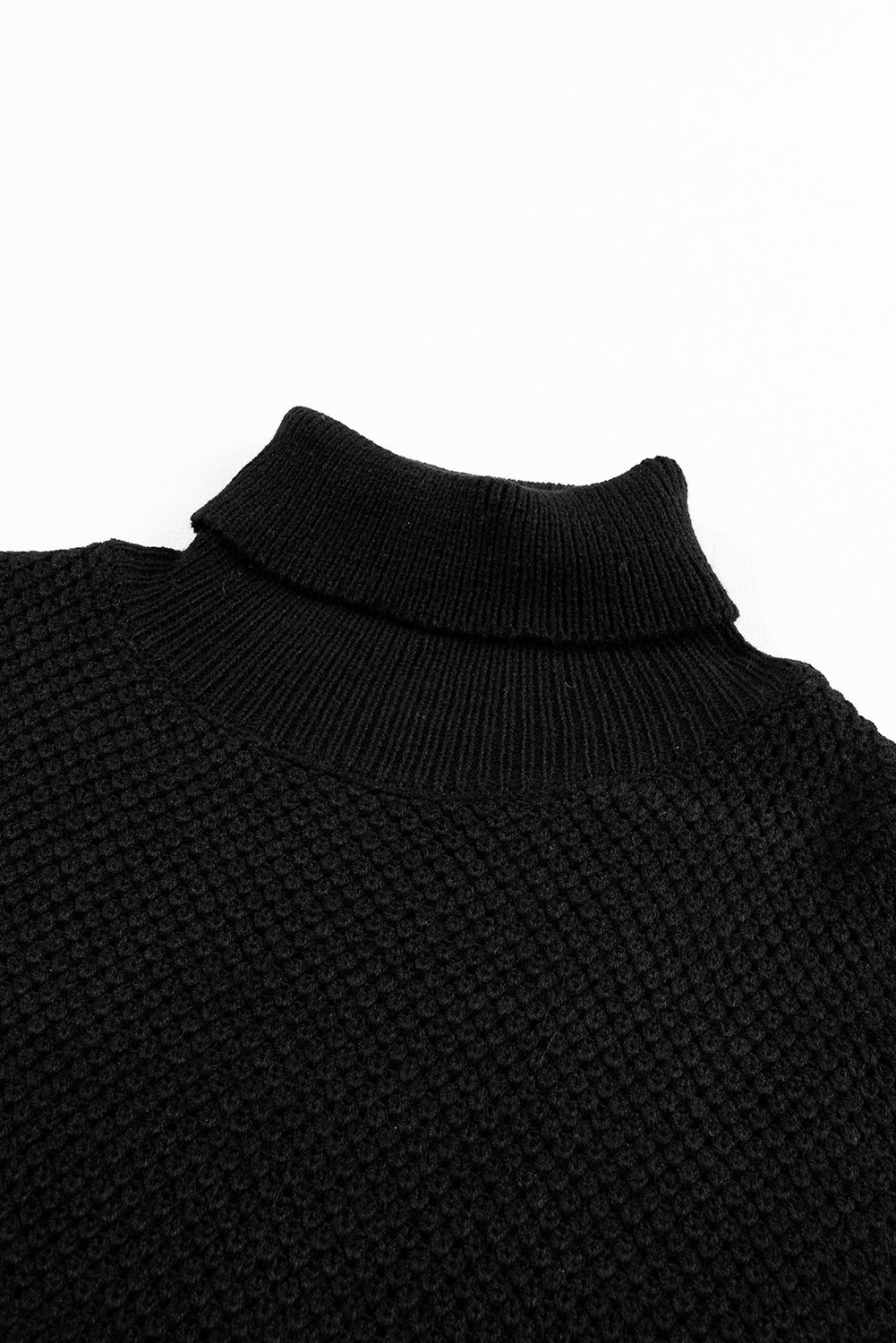 Schwarzer Rollkragenpullover Kurzarmpullover