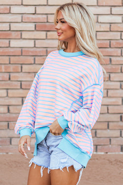 High-lower tunic-tunic sweatshirt with contrasting stripes *