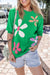 Short sleeve sweater with bright green floral bubbles