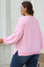 Light Pink Embroidered Bow Lantern Sleeve Oversized Sweatshirt