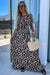 Long khaki leopard dress in v *