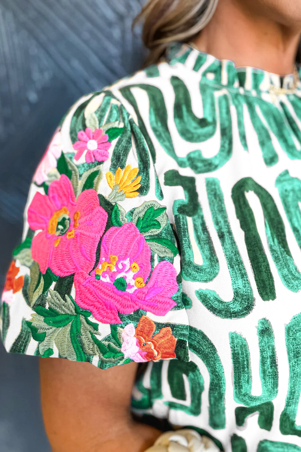 Blackish Green Print High embroidered *