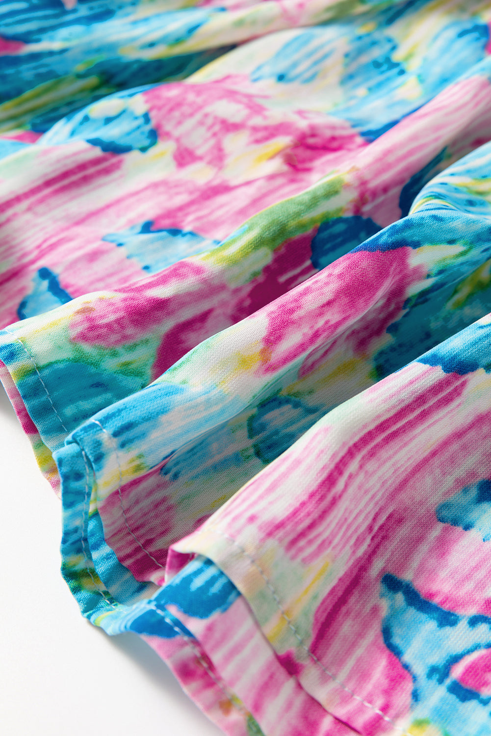Robe longue à imprimé floral et col carré froncé de grande taille bleu ciel