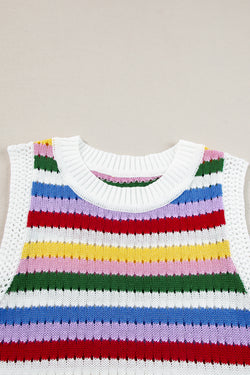 Pull slim à œillets en tricot à rayures *