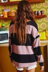 High with long sleeves with pink stripes and color block *