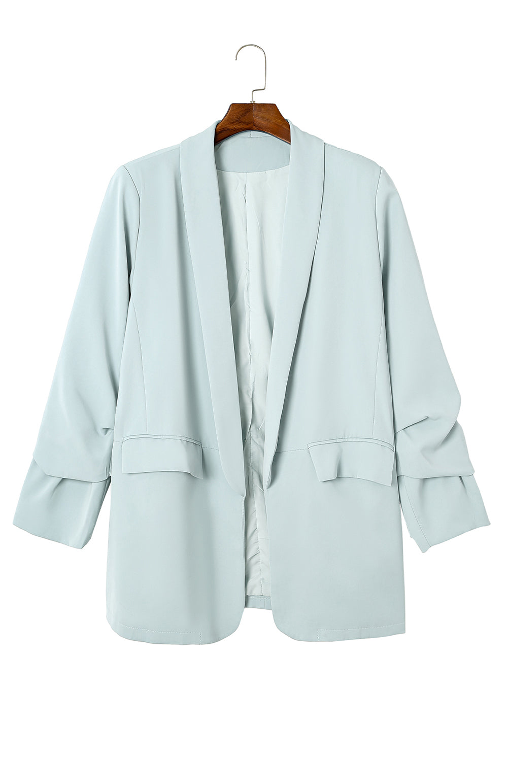 Sky Blue Plus size Blazer in tasca leggera leggera morbida