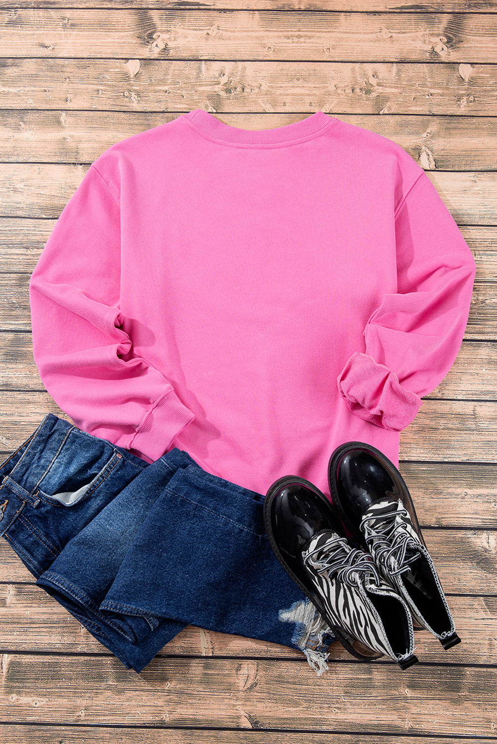 Bonbon Plain Drop Schulter -Crewneck Pullover Sweatshirt