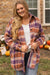 Plus Size Multicolor Plaid Print Collar Button Down Jacket