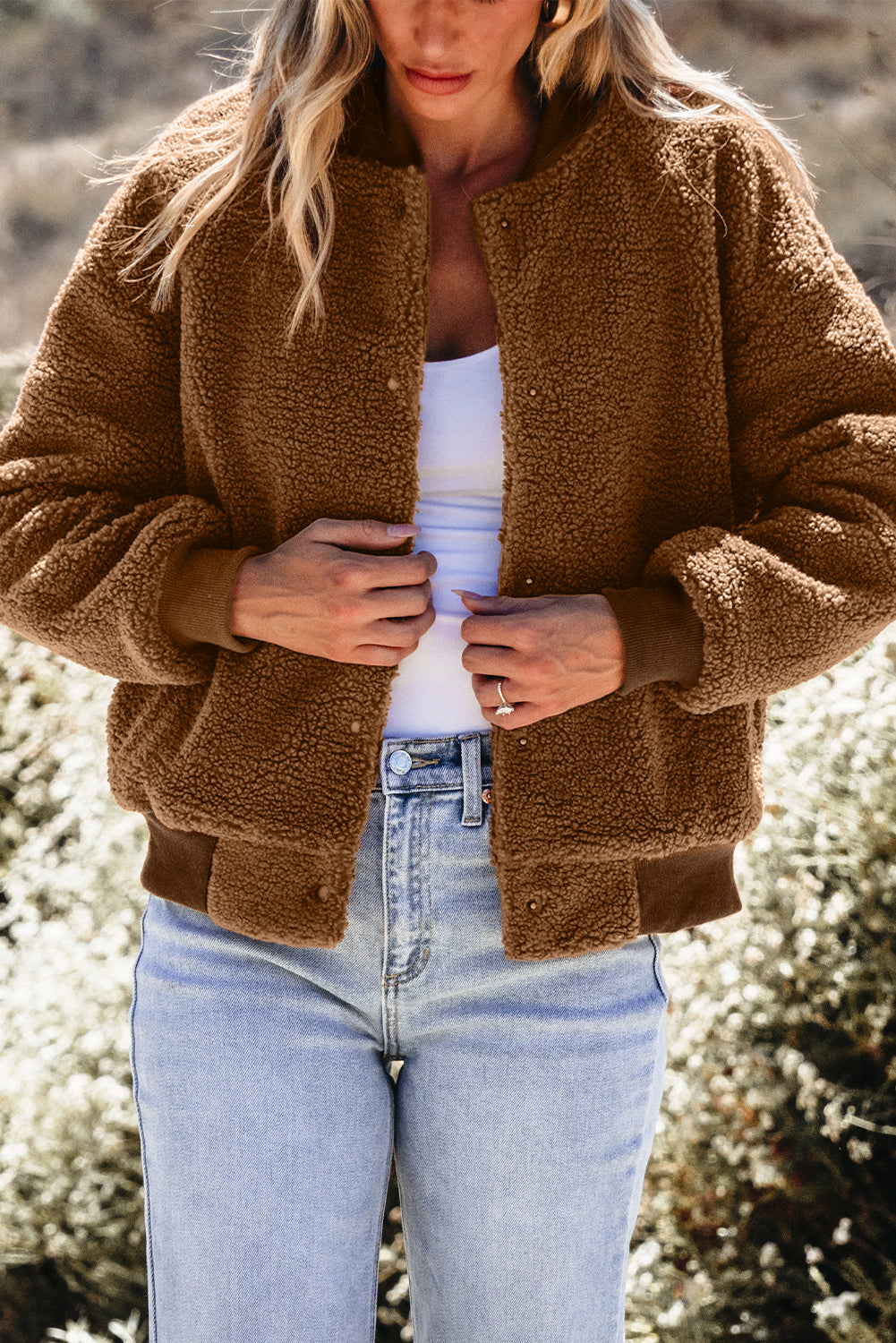 Blouson aviateur côtelé à col de baseball Redwood Burl Sherpa