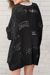 Cardigan décontracté noir à manches dolman en tricot creux-A WOMAN WE LOVE