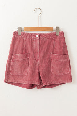 Ribbed velvet shorts with vintage mineral washed up pockets