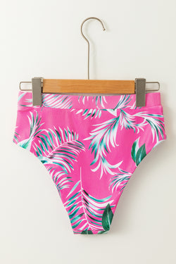 Medias de bikini texturizadas con estampado tropical rosa