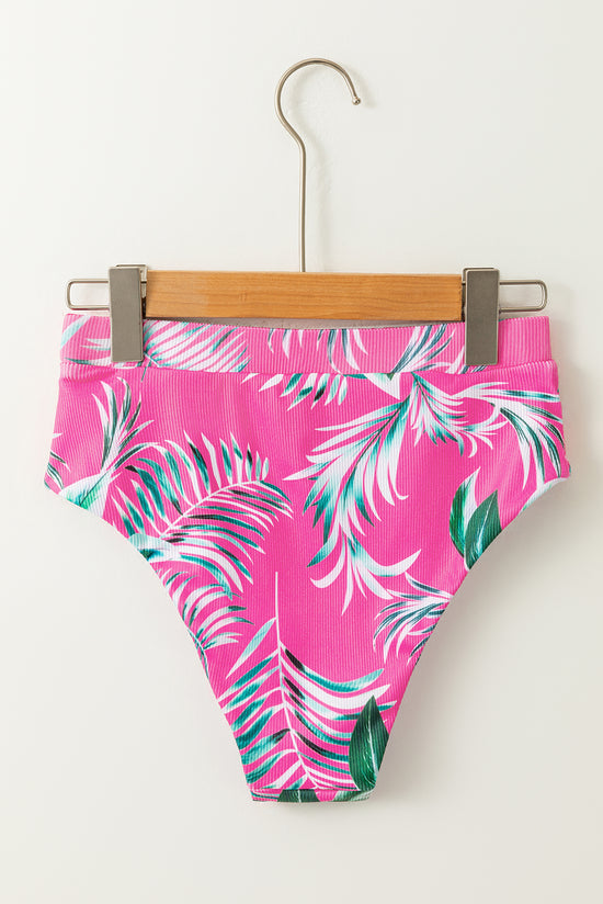 Medias de bikini texturizadas con estampado tropical rosa