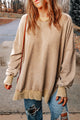 Oversize khaki sweatshirt with drooping shoulder and ribbed border