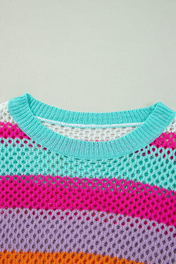 Pull à œillets en tricot patchwork *