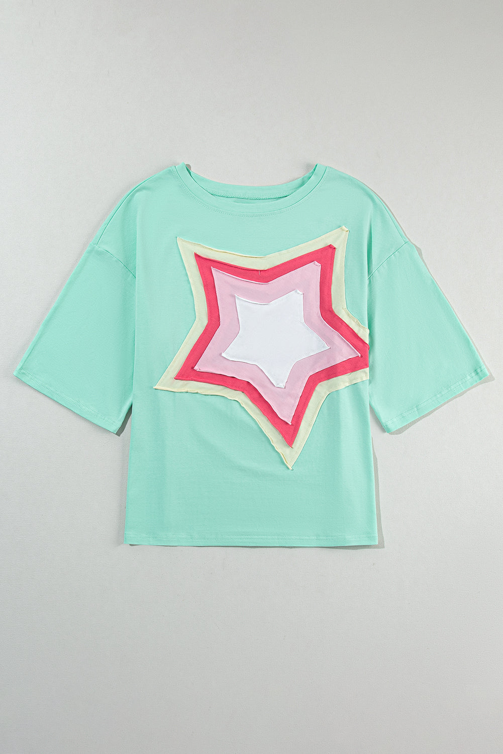 Moonlight Jade Colorblock Star Star Patch a mezza manica oversize