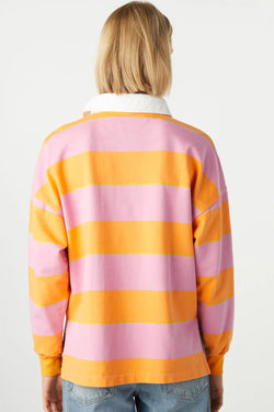 Yellow striped polo neck sweatshirt