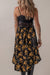 Elastic printed floral ruffle skirt and black buttons