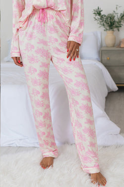 Ensemble pyjama rose à manches longues et pantalon à fleurs