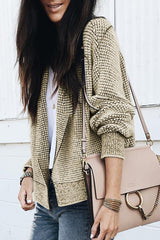Cardigan ouvert sur le devant à carreaux abricot et bordure contrastée-A WOMAN WE LOVE