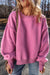 Hot Pink Oversized Drop Shoulder Sweatshirt with Sherpa Stitching