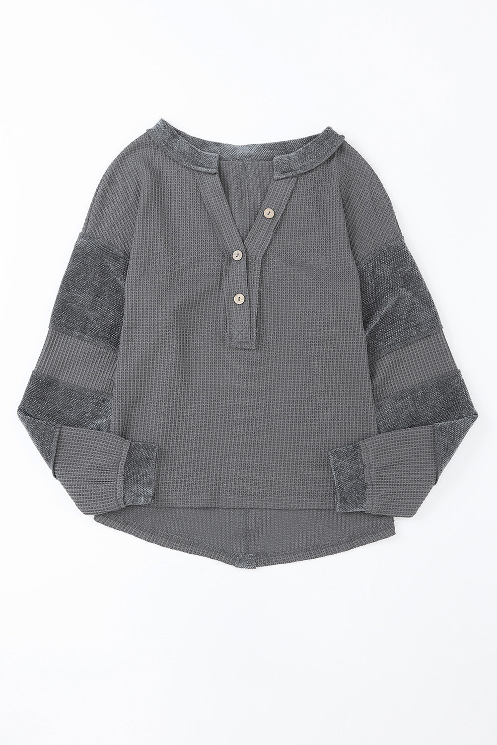 Top Henley Henley Top Henley de gafas de costura expuesta de contraste gris