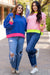 Pink bubble sleeve color block sweatshirt