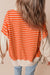 Orange striped and color block sweatshirt, loose fit, dropped collar and shoulders