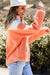 Orange Color Block Sherpa Half Zip Mock Neck Sweatshirt