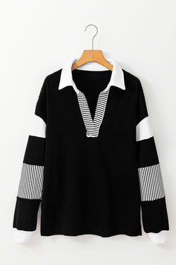 Color block striped black sweatshirt *