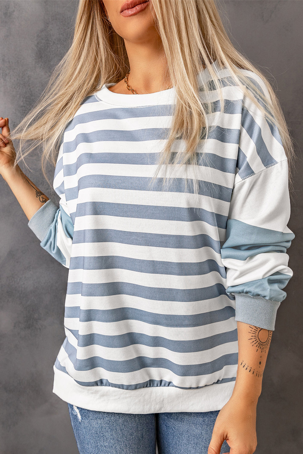 Stripe Drop schultergestreift Pullover Sweatshirt