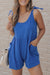 Blue Textured Tie Strap High Waist Wide Leg Romper