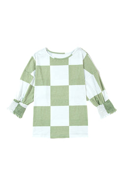 Blouse Green Mixed Grass Mixed Checkered and Fat Wocks