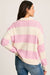 Pull Henley con cuello de punto retorcido con rayas rosas