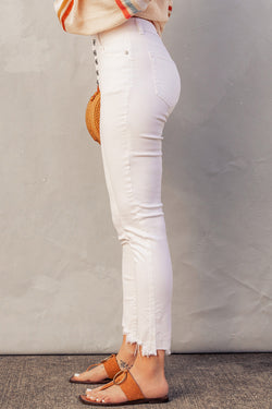 Luten White Denim in short denim high waist with buttons