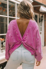 Sweat-shirt oversize torsadé avec coutures apparentes et dos ouvert