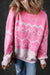 Sweater rosa de hombro rosa geométrico occidental occidental