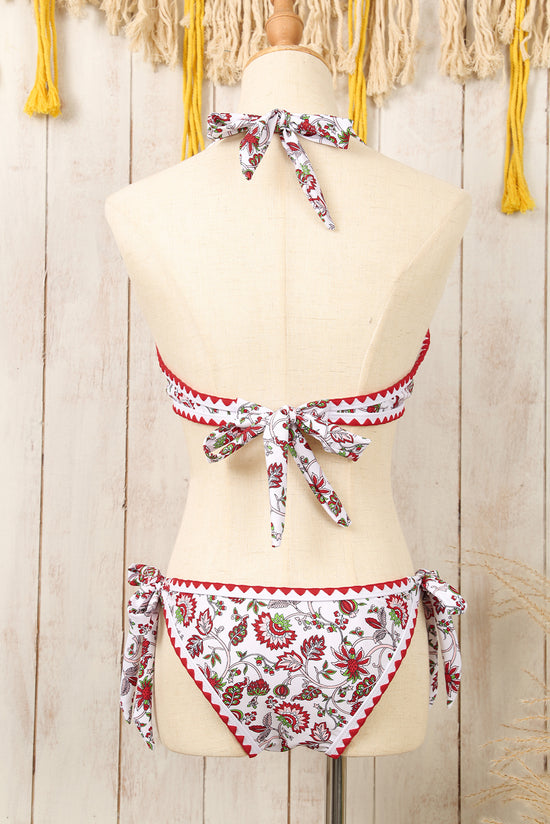 Bikini set bare back with red floral knot with toric seal