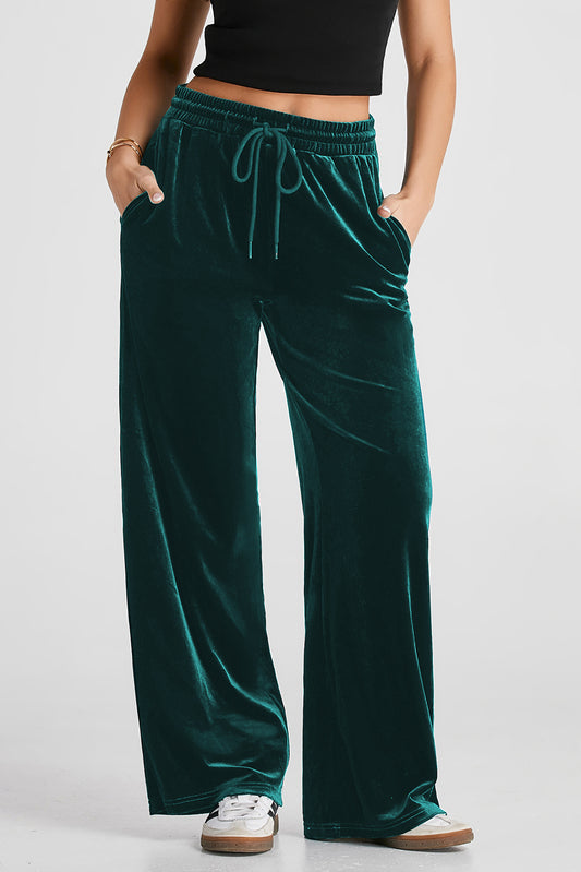 Evergreen - Pantalon large uni à taille avec cordon de serrage