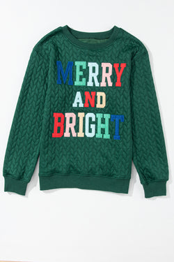 Bright and cheerful cable knit sweatshirt in blackish green