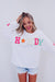 Howdy Glitter Chenille Patch Graphic White Casual Sweatshirt