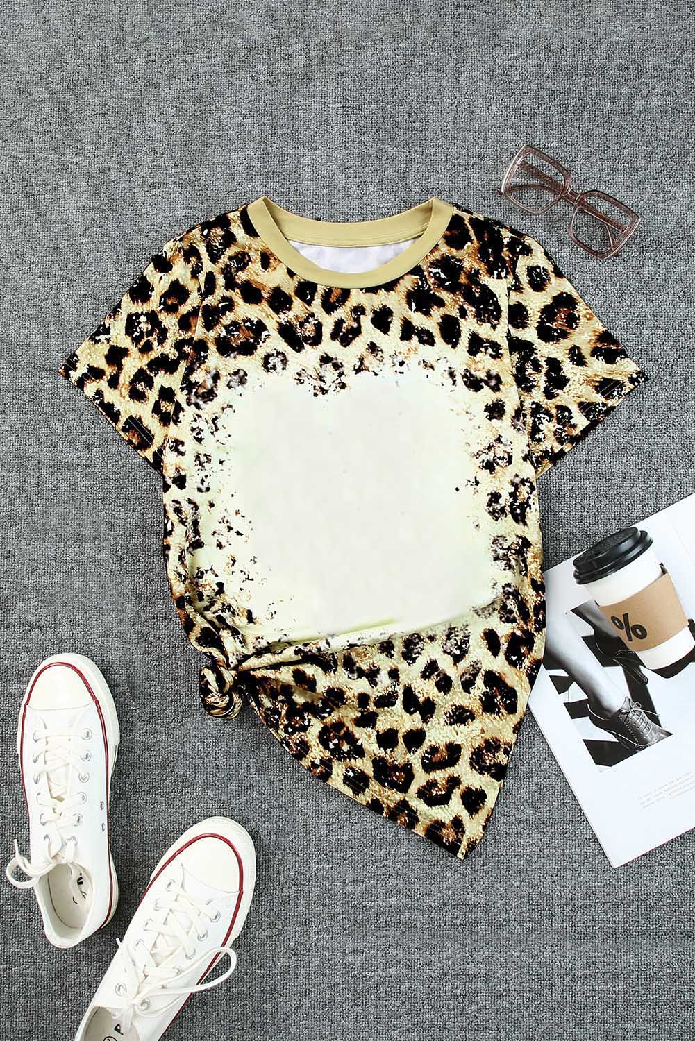 Leopard bleichte O-Neck-T-Shirt