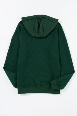 Blackish Green Quilted Seam Hoodie