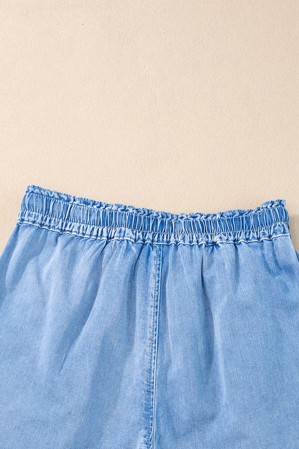 Beau Blue Chambray Drawstring Casual Shorts