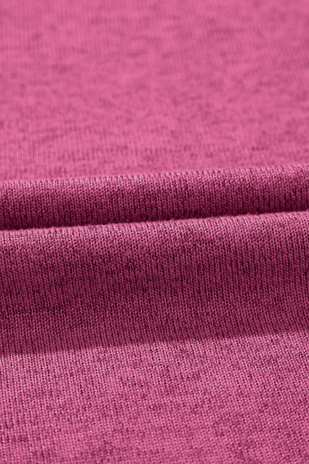 T-shirt a torna rotonda con manica rotonda a costola rosa brillante